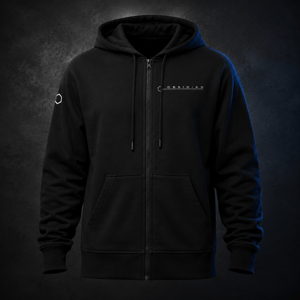 Obsidian Axis Zip Hoodie Onyx Black