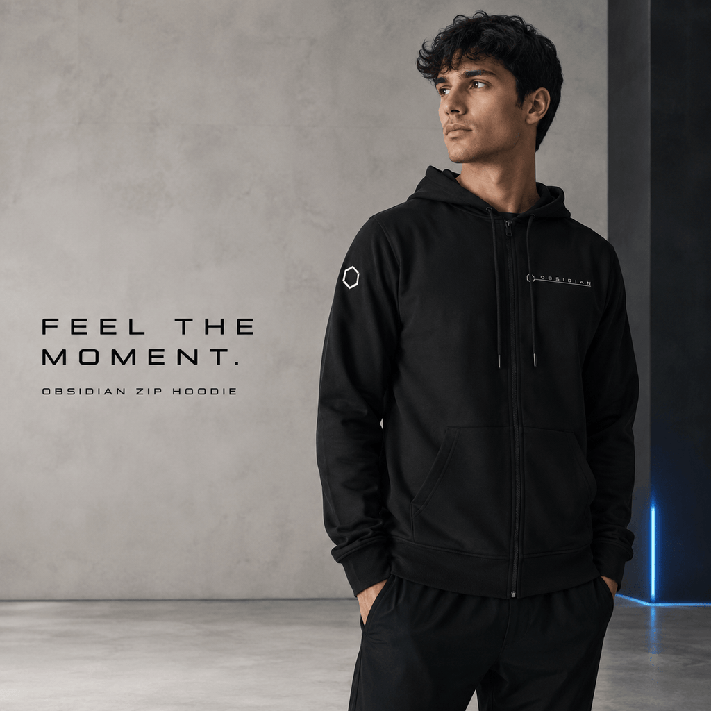 Obsidian Axis Zip Hoodie Onyx Black
