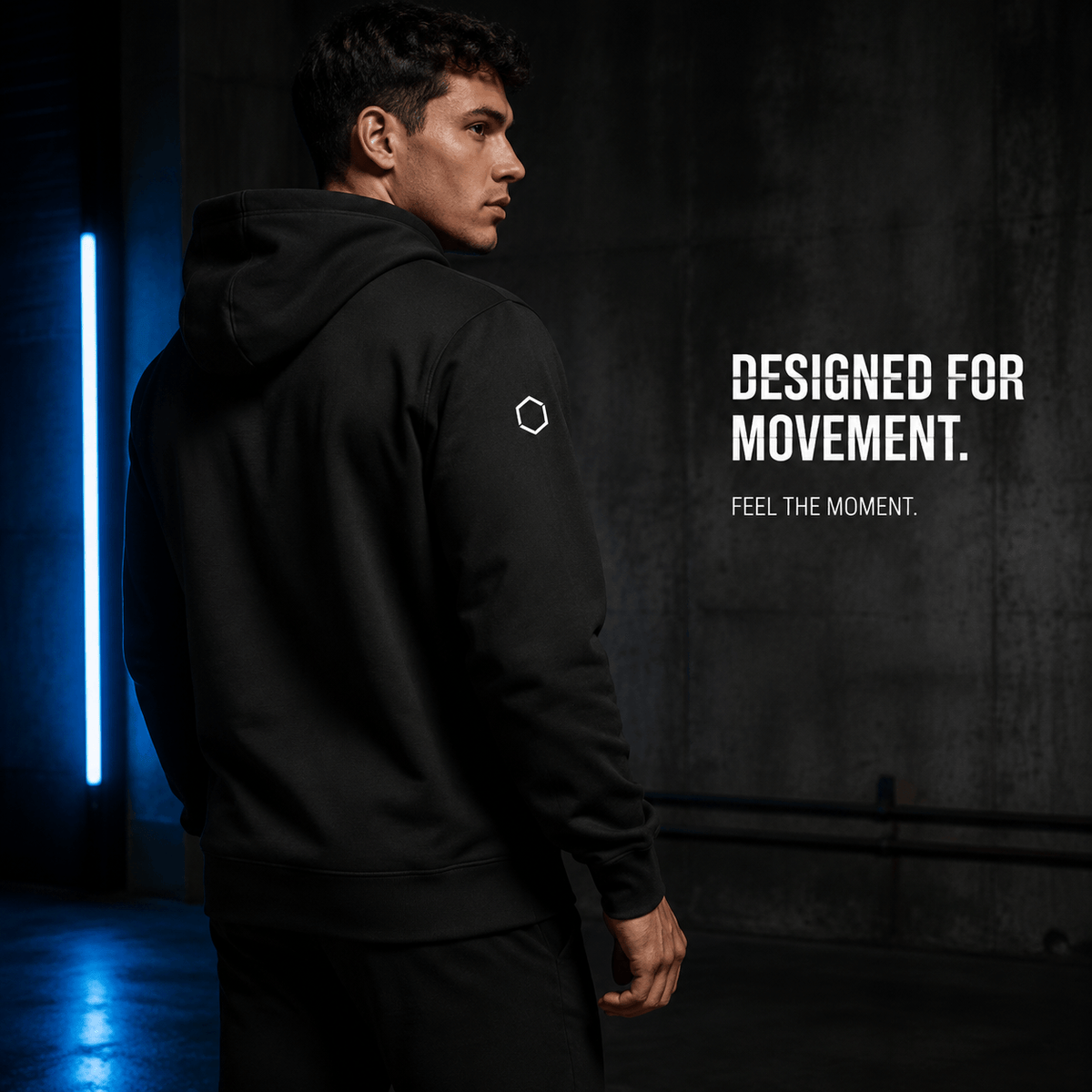 Obsidian Axis Zip Hoodie Onyx Black