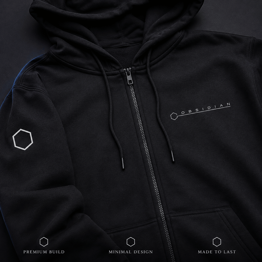 Obsidian Axis Zip Hoodie Onyx Black