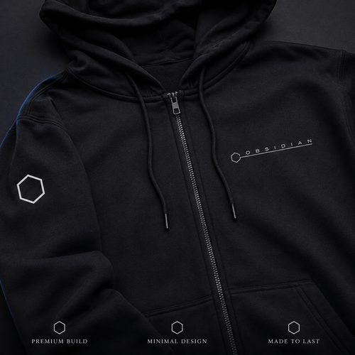 Obsidian Axis Zip Hoodie Onyx Black