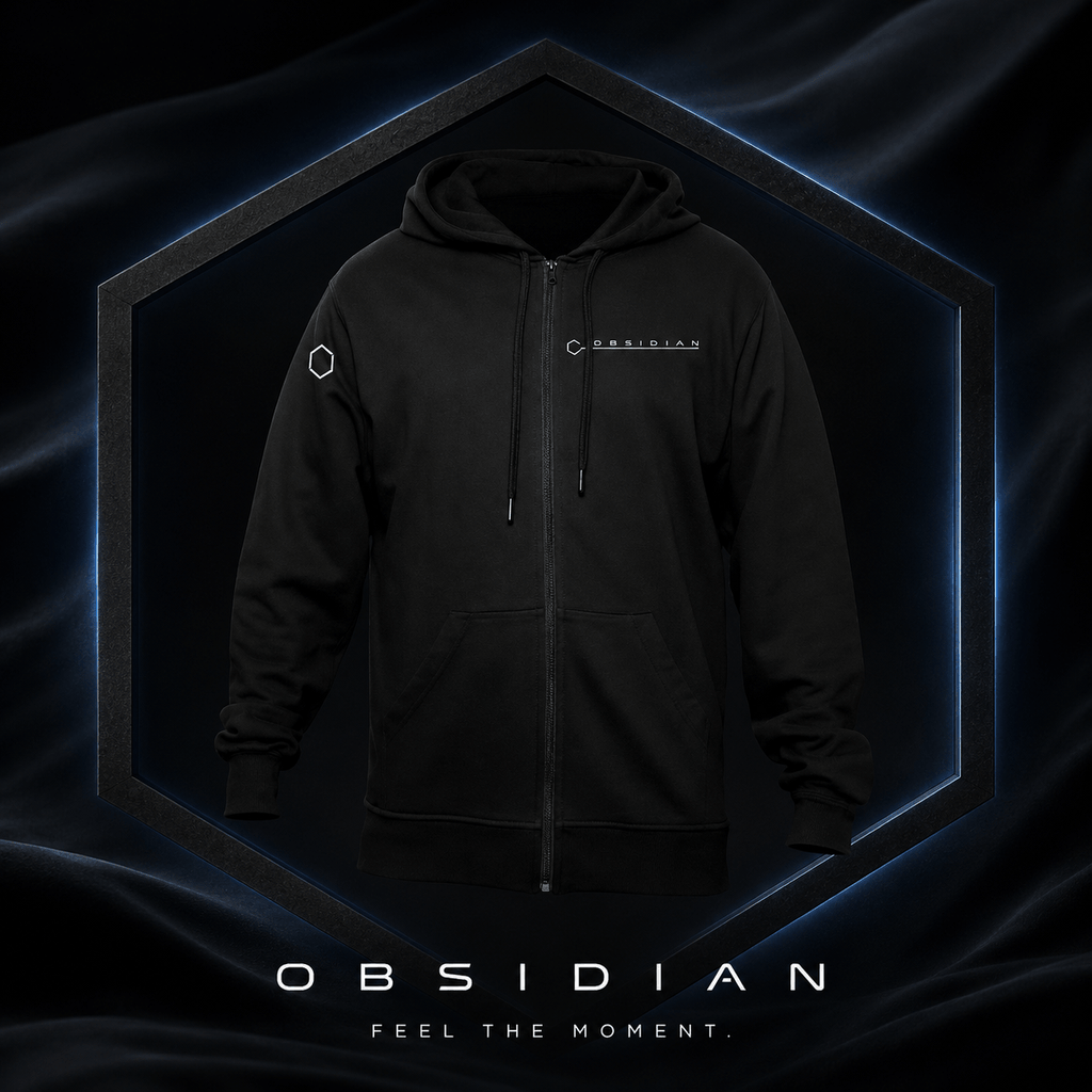 Obsidian Axis Zip Hoodie Onyx Black