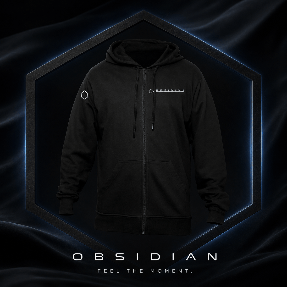 Obsidian Axis Zip Hoodie Onyx Black