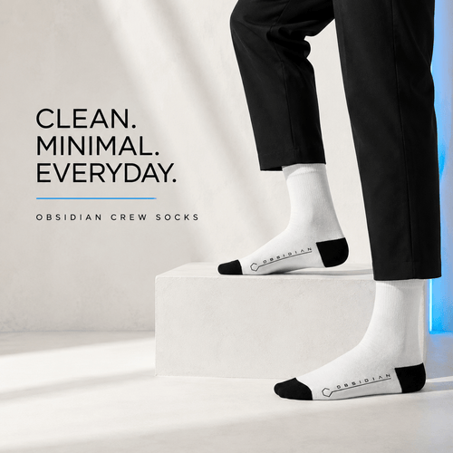 Obsidian Motion Crew Socks White