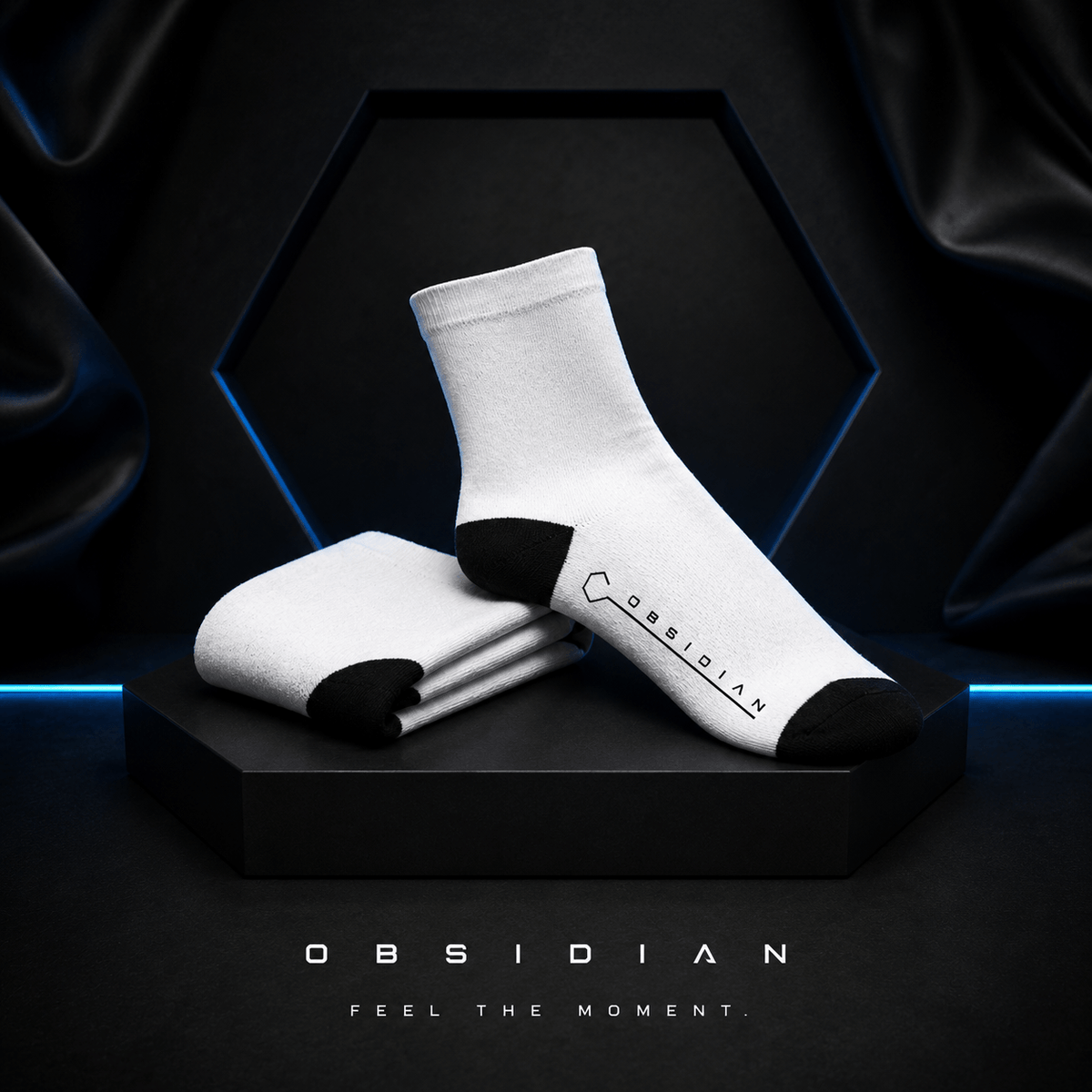 Obsidian Motion Crew Socks White